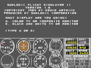 Flight Simulator II title screen for Commodore 64